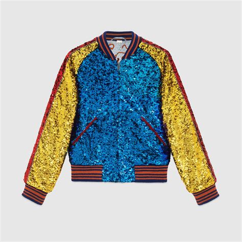 gucci sequin bomber jacket replica|gucci tiger bomber.